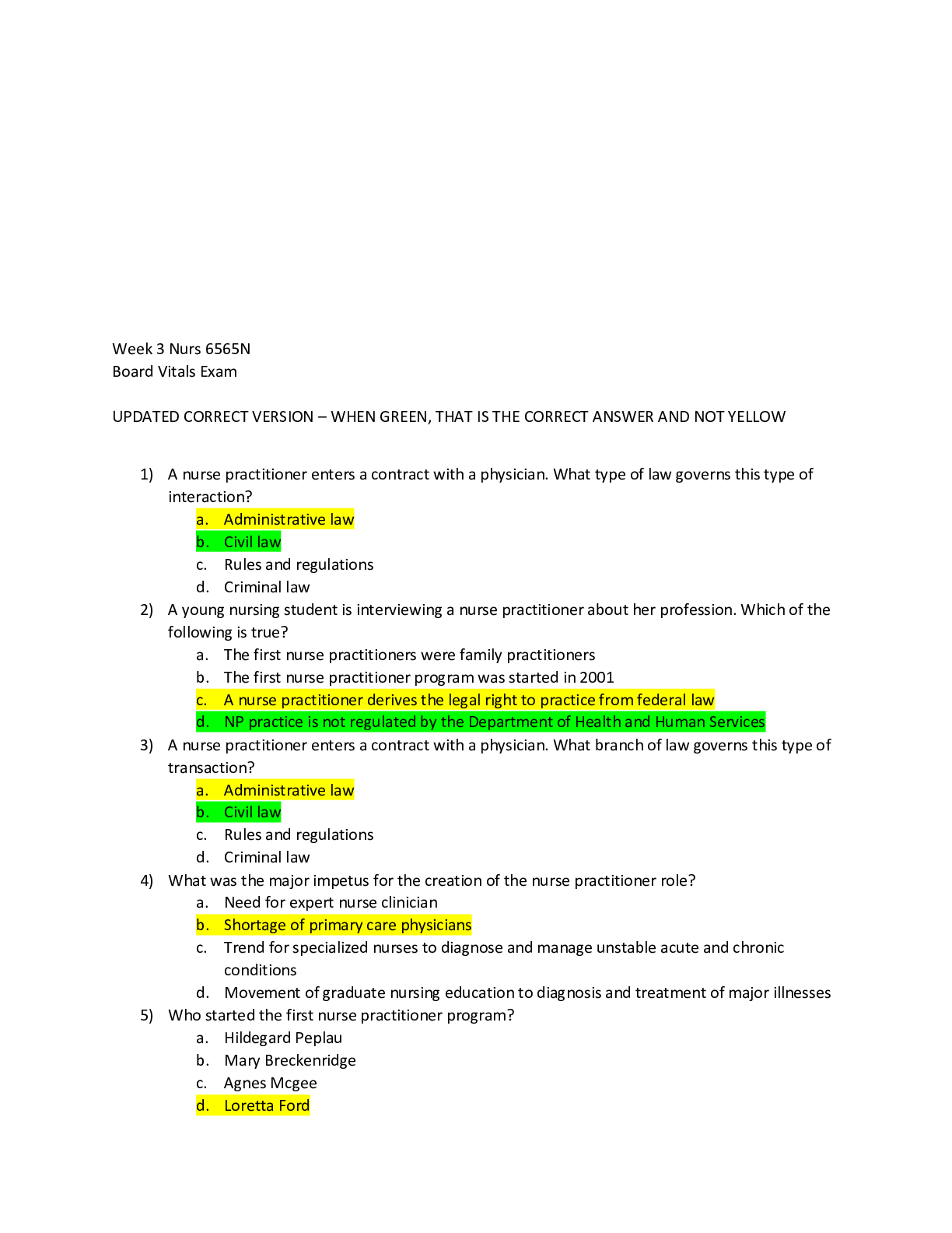 Preview image for NURS 6565N Week 3 Board Vitals Exam (Questions and Answers)